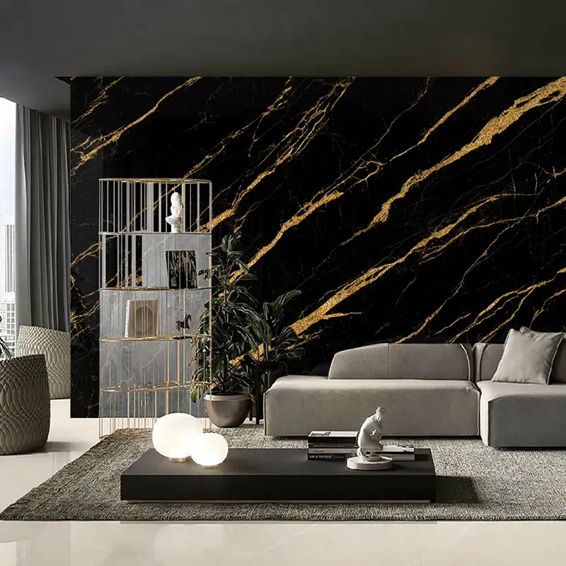 Pannello da parete con sfondo in marmo serie Black Gold